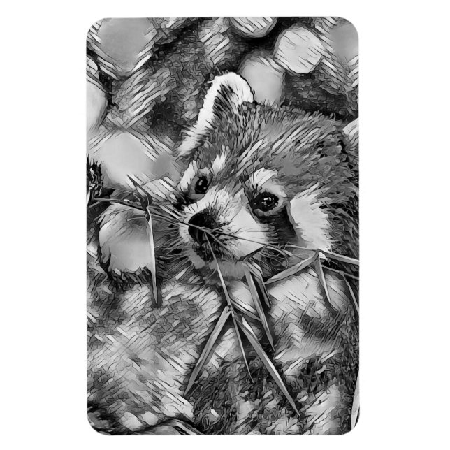AnimalArtBW_RedPanda_001 Magnet (Vertical)