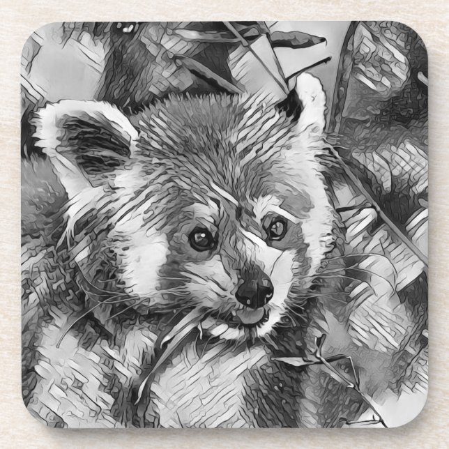AnimalArtBW_RedPanda_003 Coaster (Front)