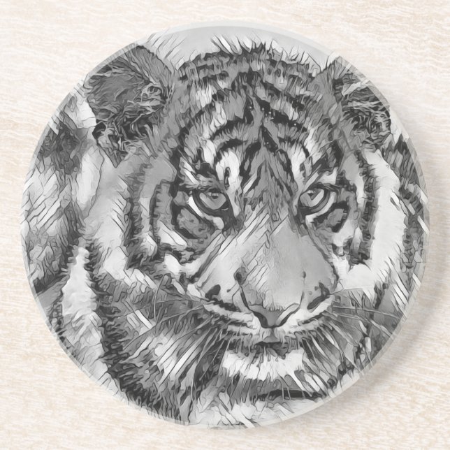 AnimalArtBW_Tiger_009 Coaster (Front)