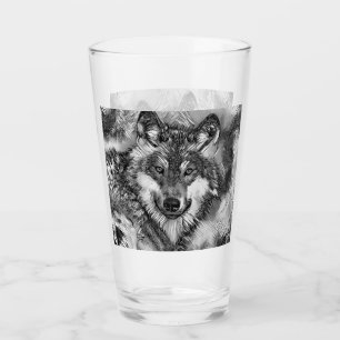 AnimalArtBW_Wolf_001 Glass