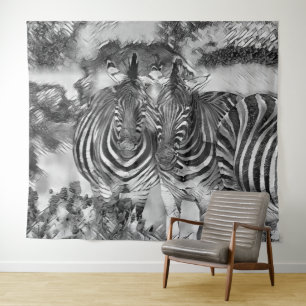 AnimalArtBW_Zebra_012 Tapestry