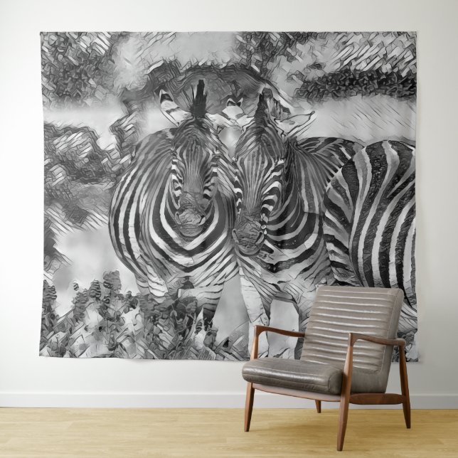 AnimalArtBW_Zebra_012 Tapestry (In Situ (Horizontal))