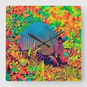 AnimalColor_Armadillo_001 Square Wall Clock
