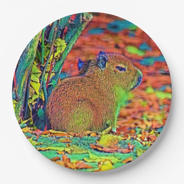 AnimalColor_Capybara_001 Paper Plate (Front)