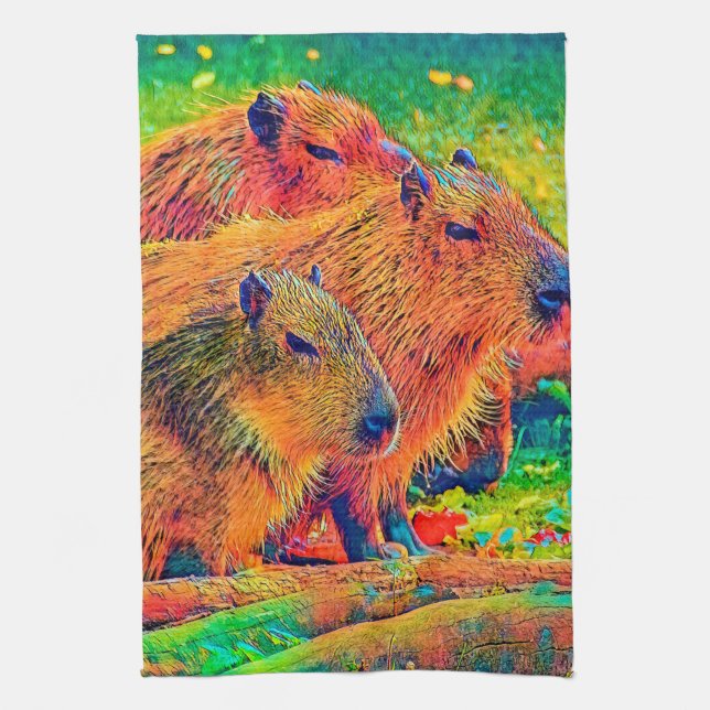 AnimalColor_Capybara_003 Kitchen Towel (Vertical)