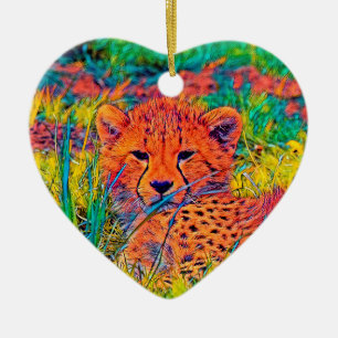 AnimalColor_Cheetah_017 Ceramic Ornament