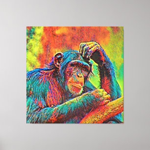 AnimalColor_Chimpanzee_008 Canvas Print