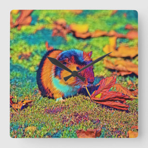 AnimalColor_Guineapig_001 Square Wall Clock