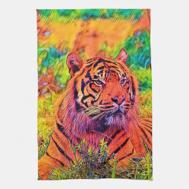 AnimalColor_Tiger_002 Kitchen Towel (Vertical)