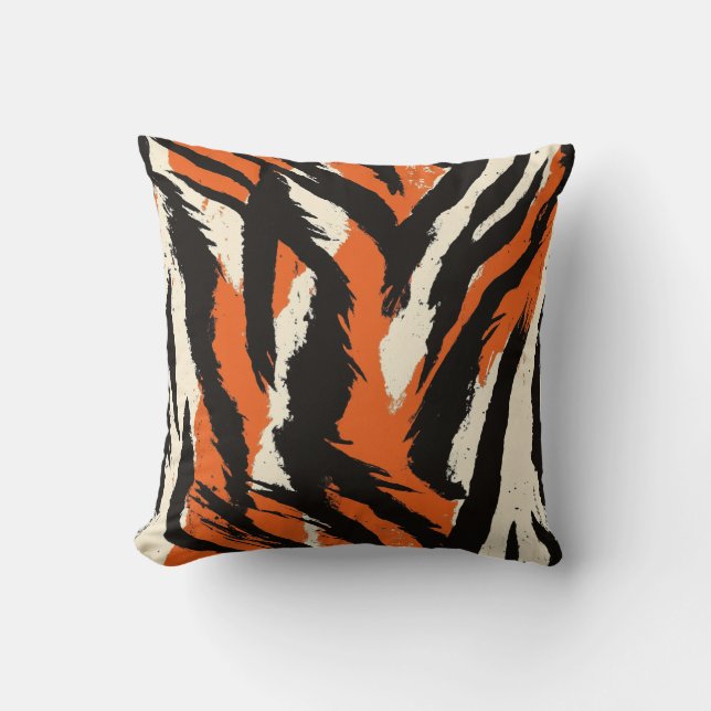 Animalier tiger style throw pillow (Front)