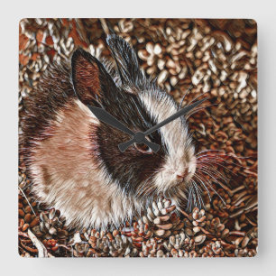 AnimalMix_Rabbit_005 Square Wall Clock