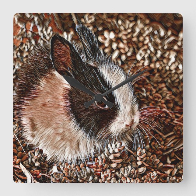 AnimalMix_Rabbit_005 Square Wall Clock (Front)