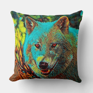 AnimalMix_Wolf_008 Throw Pillow
