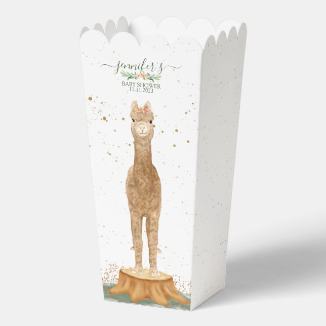 Animals Alpaca Baby Cute Shower Favor Box (Back)