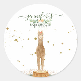 Animals Alpaca Family Favor Classic Round Sticker
