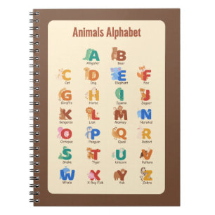 Animals Alphabet School Education Learning Notebook