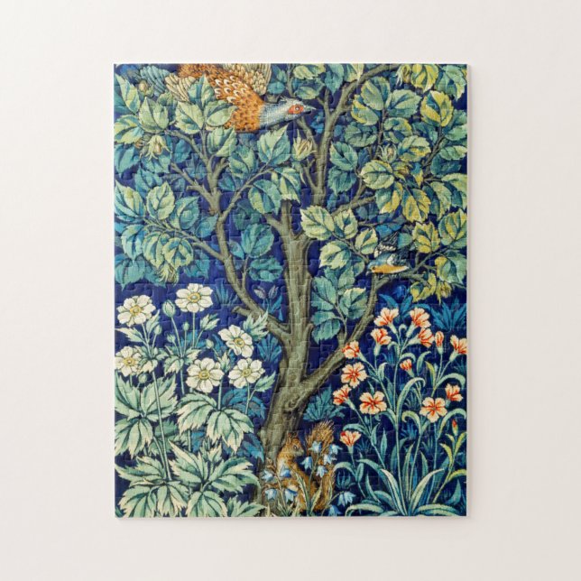 Animals and Flowers, Forest, William Morris Jigsaw Puzzle (Vertical)