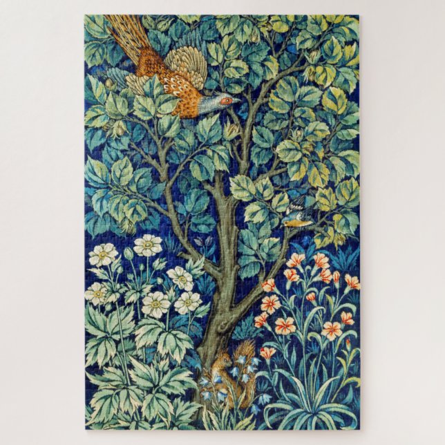 Animals and Flowers, Forest, William Morris Jigsaw Puzzle (Vertical)