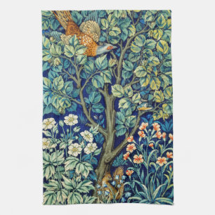 Animals and Flowers, Forest, William Morris Kitchen Towel