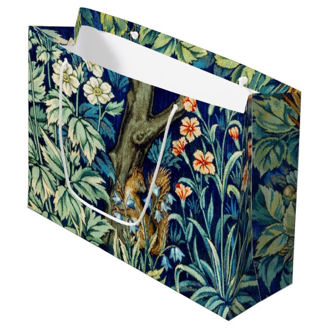 Animals and Flowers, Forest, William Morris Large  Large Gift Bag (Front Angled)