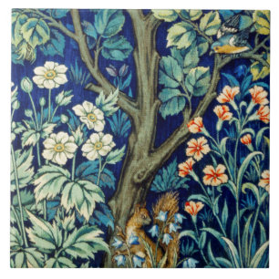 Animals and Flowers, Forest, William Morris Tile