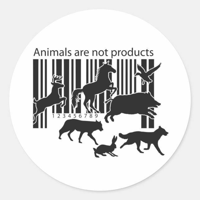 Animals are Not Products Barcode Vegan Classic Round Sticker (Front)