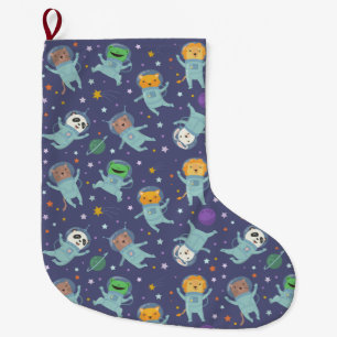 Animals Astronauts Large Christmas Stocking