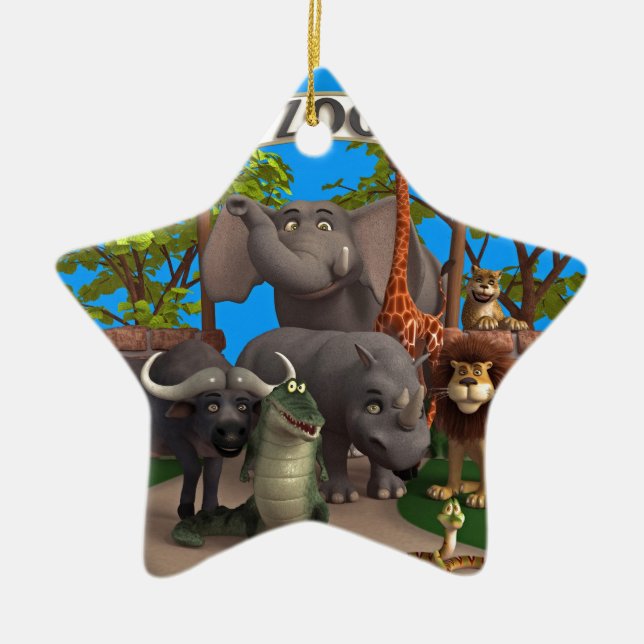 Animals at the Zoo Ceramic Ornament (Front)