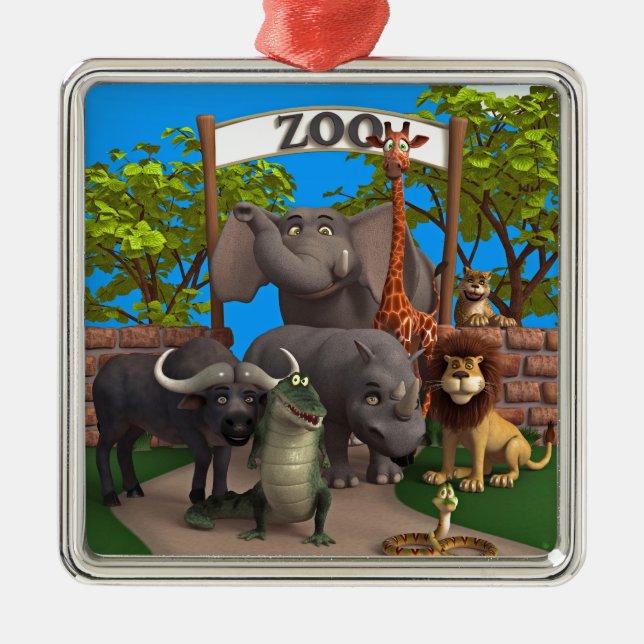 Animals at the Zoo Metal Ornament (Front)