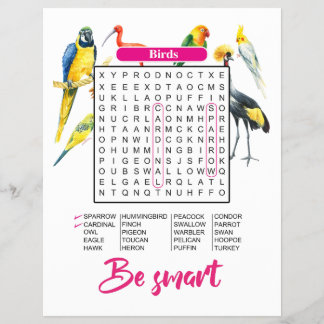 Animals & Birds Word Search | Fun Educational Flyer