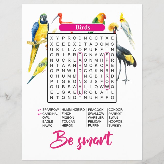 Animals & Birds Word Search | Fun Educational Flyer (Front)