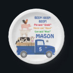 Animals Blue Truck Birthday Paper Plate<br><div class="desc">Perfect additional items for your little one's birthday party! Add a name or text.</div>