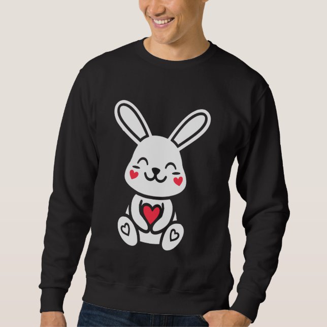 Animals bunny funny minimalist cute simple rabbit sweatshirt (Front)
