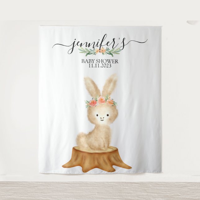 Animals bunny rabbit Family wildlife baby backdrop Tapestry (Front)