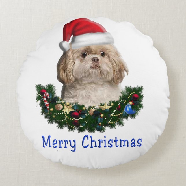 Animals Christmas Round Pillow (Front)
