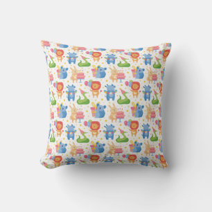 Animals Congratulate on Kids Birthday Throw Pillow