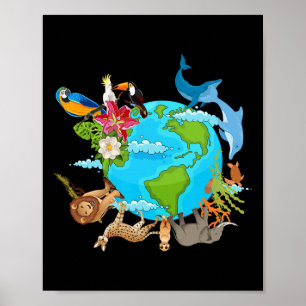 Animals Earth Day Save Animals Earth Animal Lover  Poster