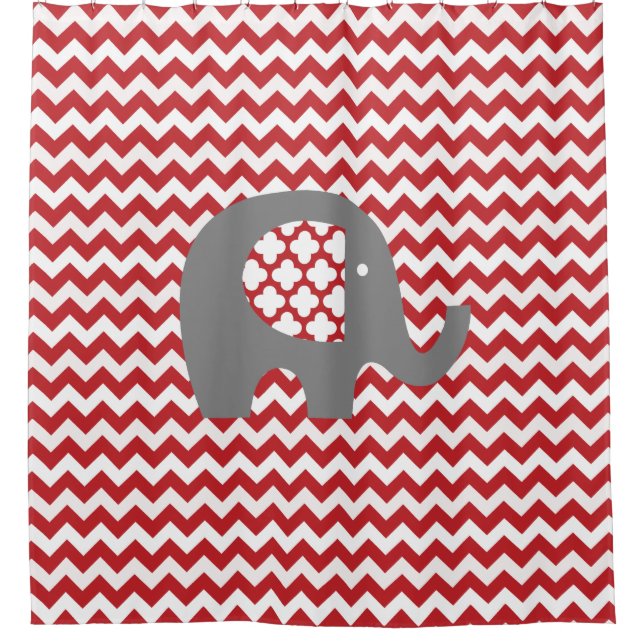 Animals Elephant on Red and White Chevron Stripes (Front)