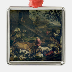 Animals Entering the Ark (oil on canvas) Metal Ornament