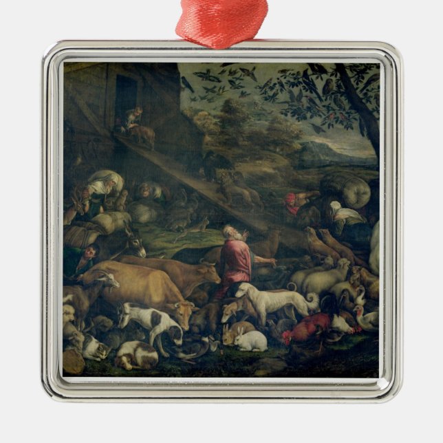 Animals Entering the Ark (oil on canvas) Metal Ornament (Front)