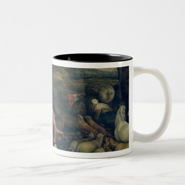 Animals Entering the Ark (oil on canvas) Two-Tone Coffee Mug (Right)