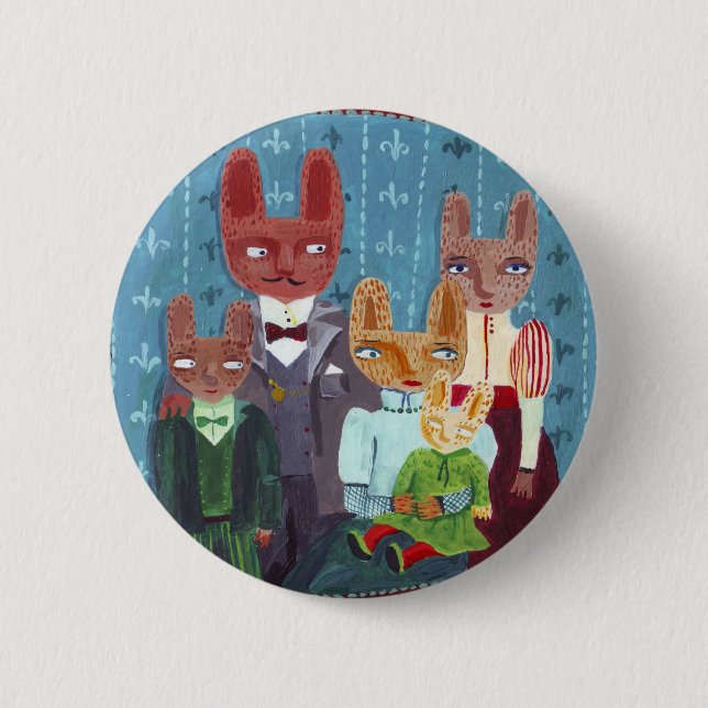 Animals family 2 inch round button (Front)