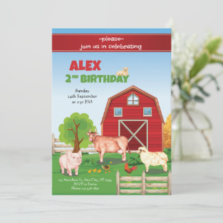 Animals Farm Birthday Invitation Barnyard Birthday