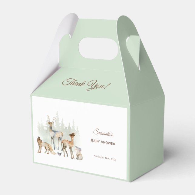 Animals Forest Woodland Baby Shower Favor Box (Front Side)