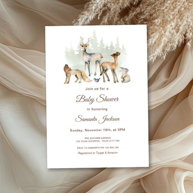 Animals Forest Woodland Baby Shower Invitation (Creator Uploaded)