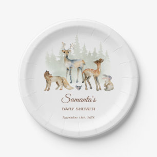 Animals Forest Woodland Baby Shower Paper Plate