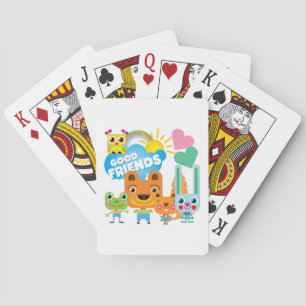 Animals Good Friends Playing Cards