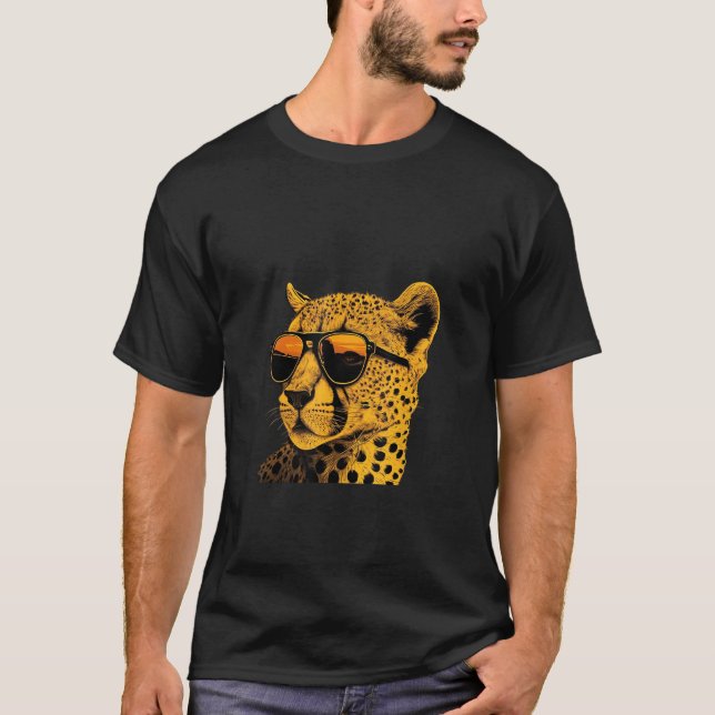 Animals Graphic  Cheetah Wearing Sunglasses 2 T-Shirt (Front)