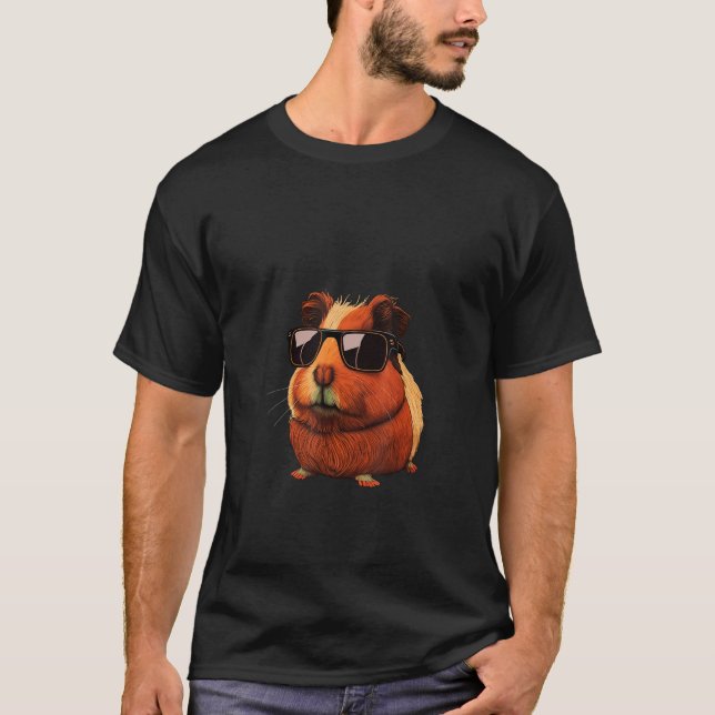 Animals Graphic  Guinea Pig Wearing Sunglasses 3 T-Shirt (Front)