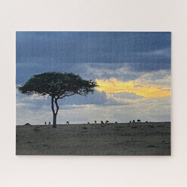 Animals grazing at sunset Kenya Jigsaw Puzzle (Horizontal)